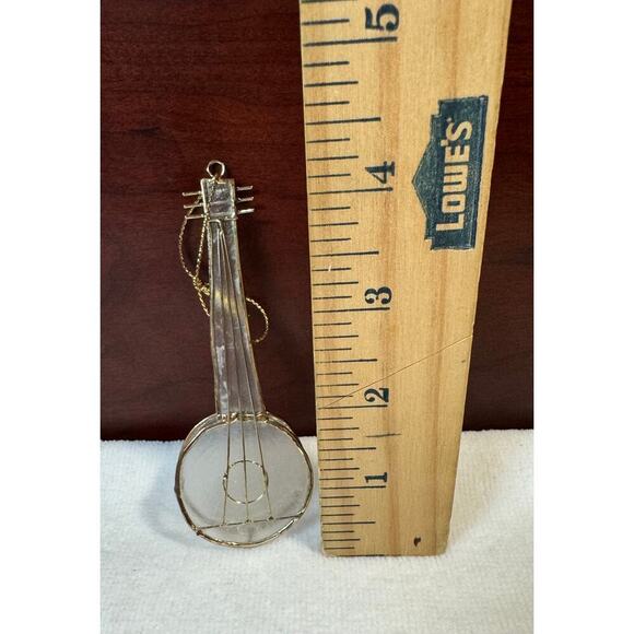 Vintage Capiz Shell Ornament BANJO Musical String Instrument 4-1/2" High - Picture 3 of 4